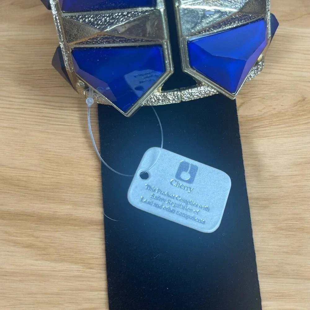 Cherry Blue And Gold Stretch Bracelet‎ New With Tags